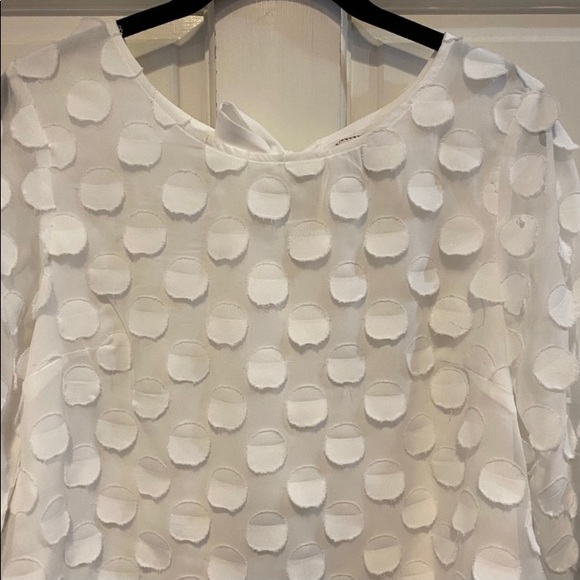 Anthropologie Sz4 chiffon white dot tie back blouse - Picture 3 of 7